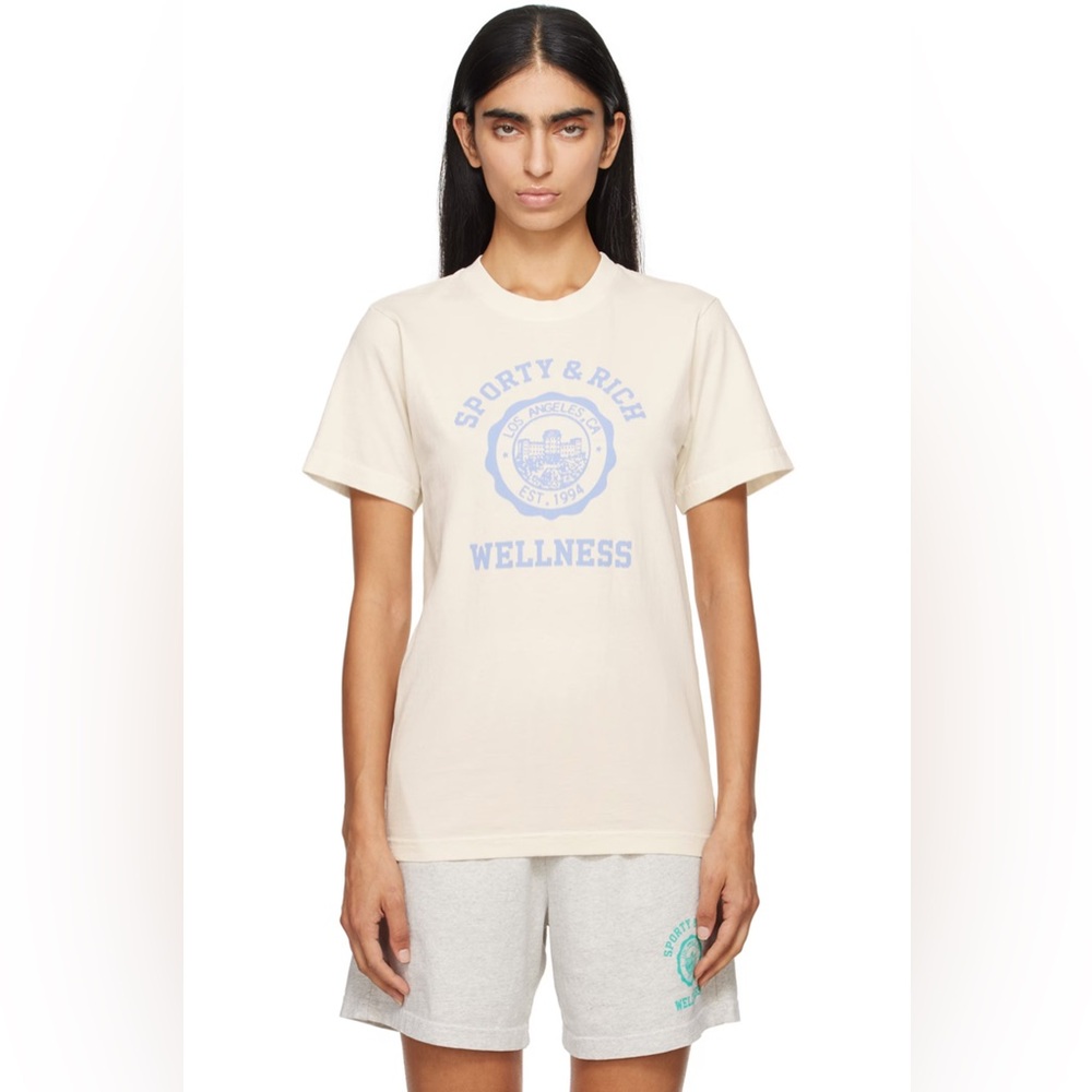 SPORTY & RICH Off-White Emblem T-Shirt